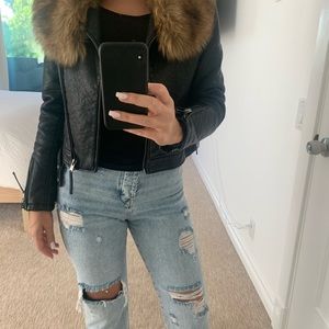 COPY - Top Shop Leather jacket with removable fur collar